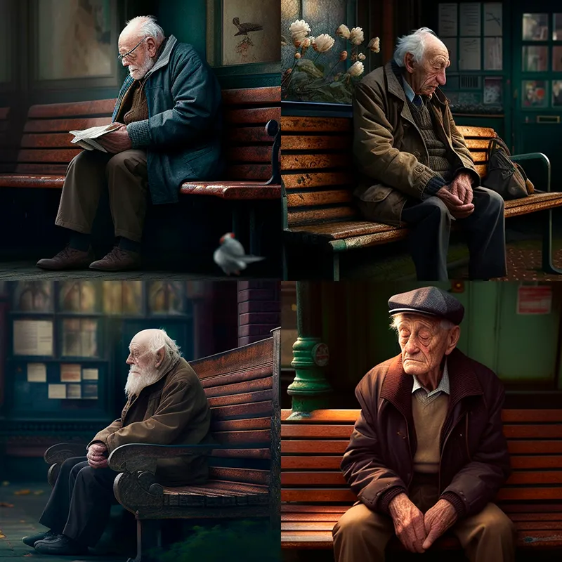 Пожилой мужчина сидит в парке